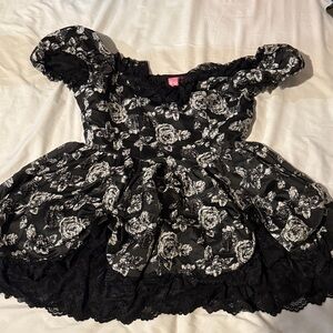 Dolls Kill Black and White Floral Maxi Dress